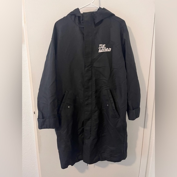 H&M The Weeknd Collab XO Black Parka Trench Windbreaker Rain Jacket Zip - Picture 4 of 12